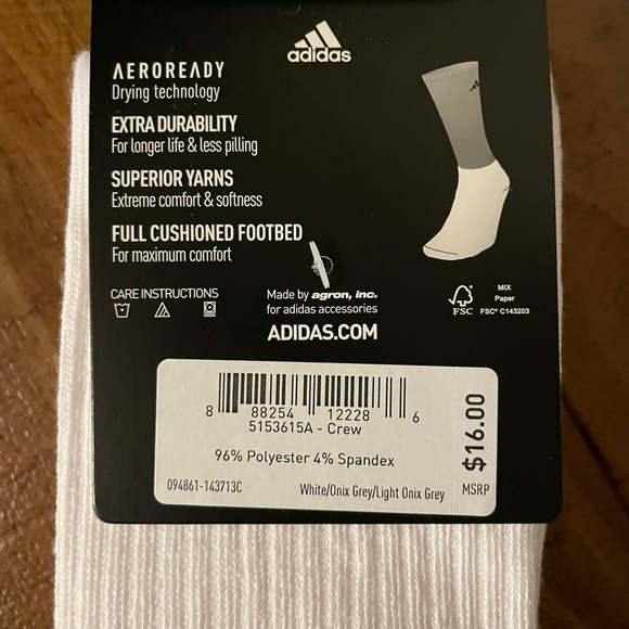 3 Pair Mens Adidas Crew Socks NWT - Picture 3 of 4